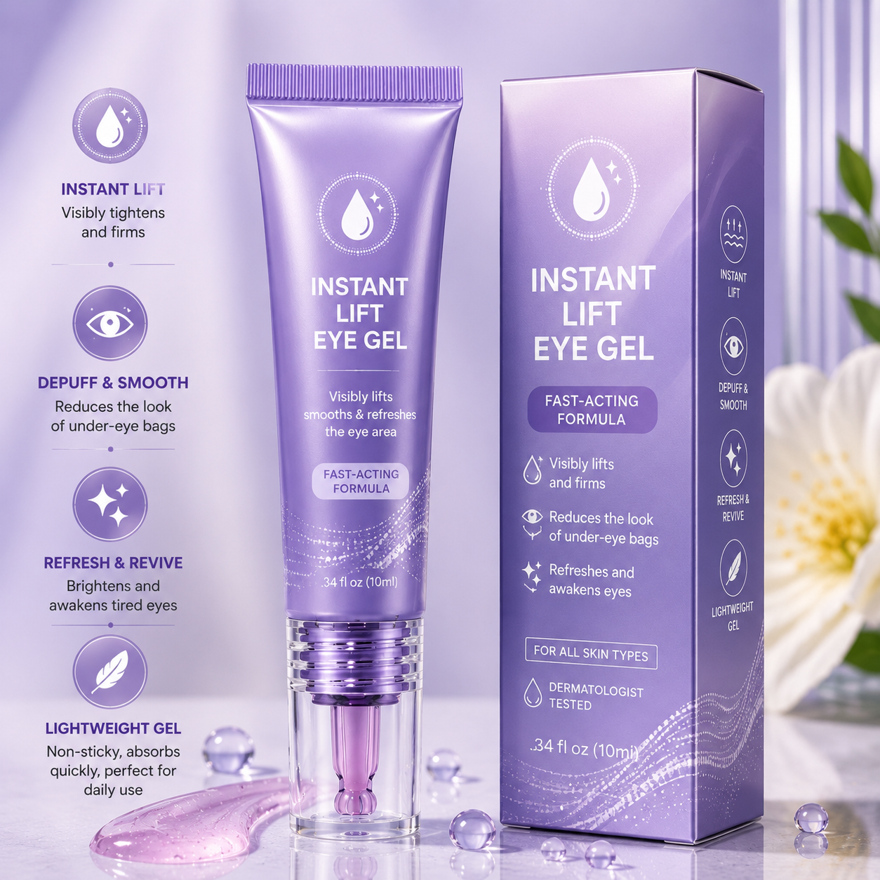 ✨Instant Lift Eye Gel – Smooth Wrinkles & Reduce the Look of Under-Eye Bags 👁️💜